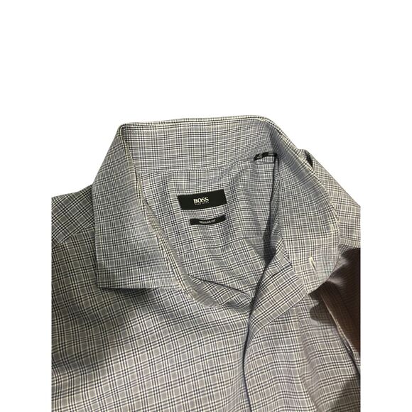 Hugo Boss Men’s Regular Fit Dress Shirt Size 16.5/42 Blue Check 100% Cotton - Picture 5 of 10